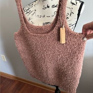 #98- SKIMS NWT Cozy Pink Fuzzy Tank Top